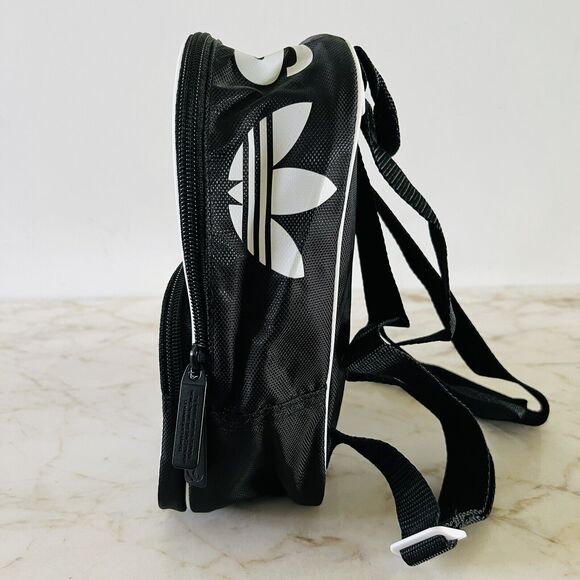 ADIDAS ORIGINALS Black White Mini Backpack With Trefoil Logo - Picture 2 of 10